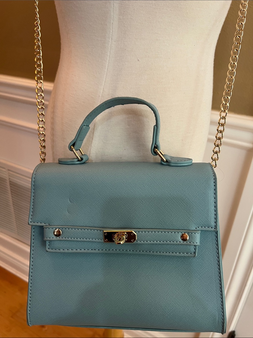 Classic Blue Top-Handle Crossbody Bag -